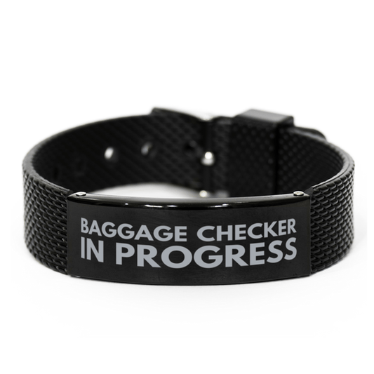 Inspirational Baggage Checker Black Shark Mesh Bracelet, Baggage Checker In Progress, Best Graduation Gifts for Students