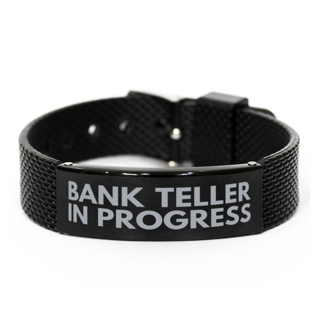 Inspirational Bank Teller Black Shark Mesh Bracelet, Bank Teller In Progress, Best Graduation Gifts for Students