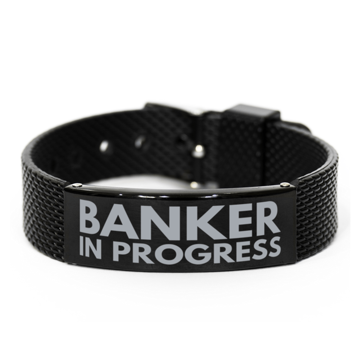 Inspirational Banker Black Shark Mesh Bracelet, Banker In Progress, Best Graduation Gifts for Students