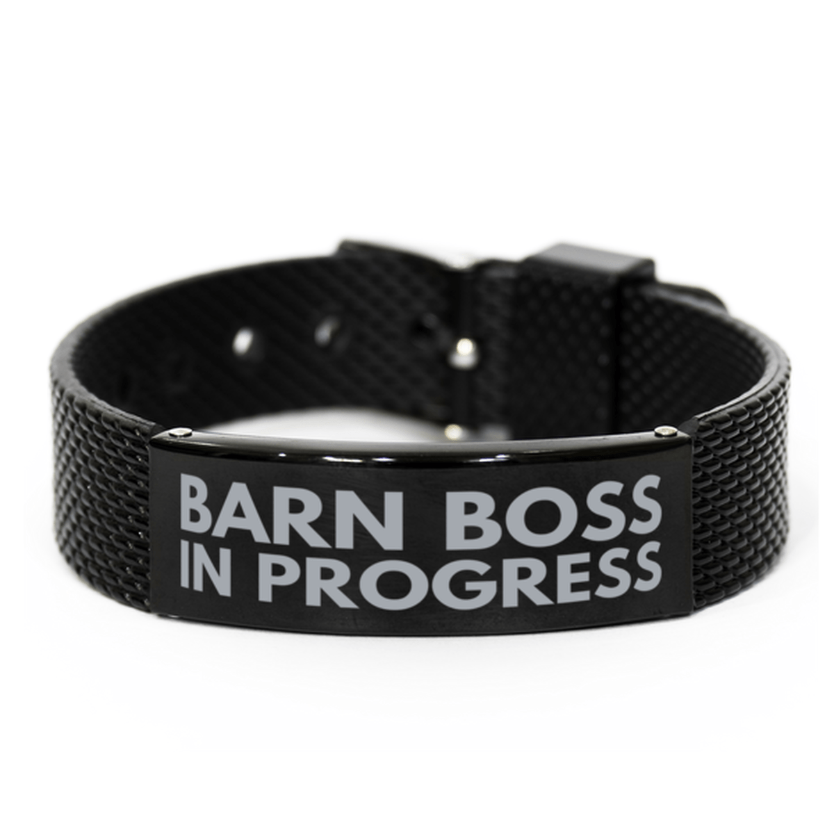 Inspirational Barn Boss Black Shark Mesh Bracelet, Barn Boss In Progress, Best Graduation Gifts for Students