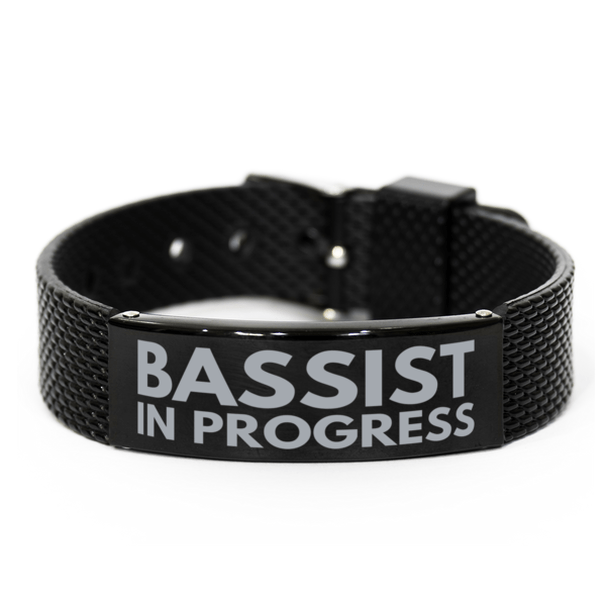 Inspirational Bassist Black Shark Mesh Bracelet, Bassist In Progress, Best Graduation Gifts for Students