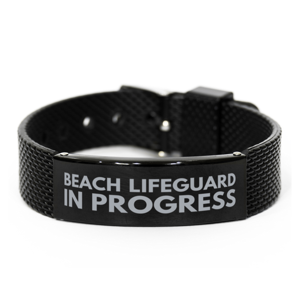 Inspirational Beach Lifeguard Black Shark Mesh Bracelet, Beach Lifeguard In Progress, Best Graduation Gifts for Students