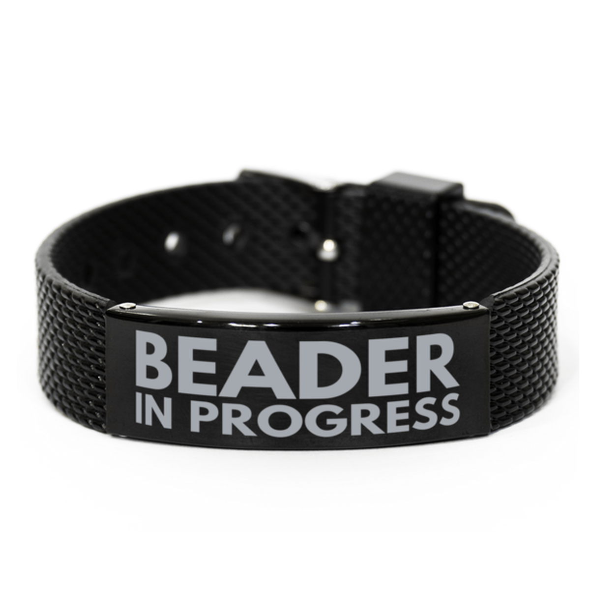 Inspirational Beader Black Shark Mesh Bracelet, Beader In Progress, Best Graduation Gifts for Students