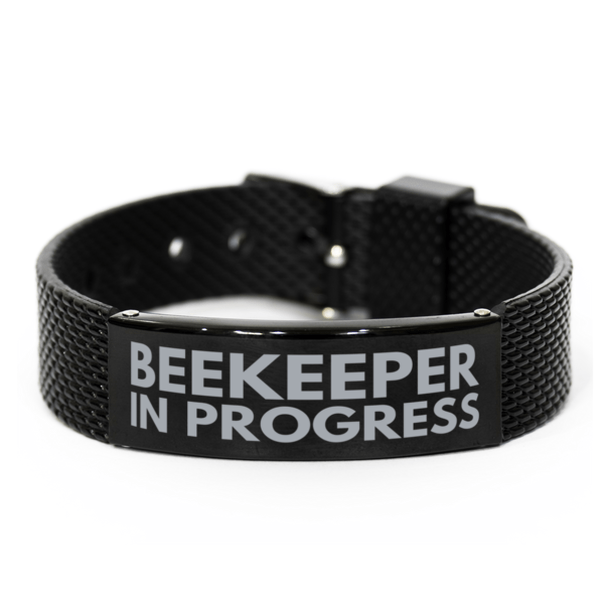 Inspirational Beekeeper Black Shark Mesh Bracelet, Beekeeper In Progress, Best Graduation Gifts for Students