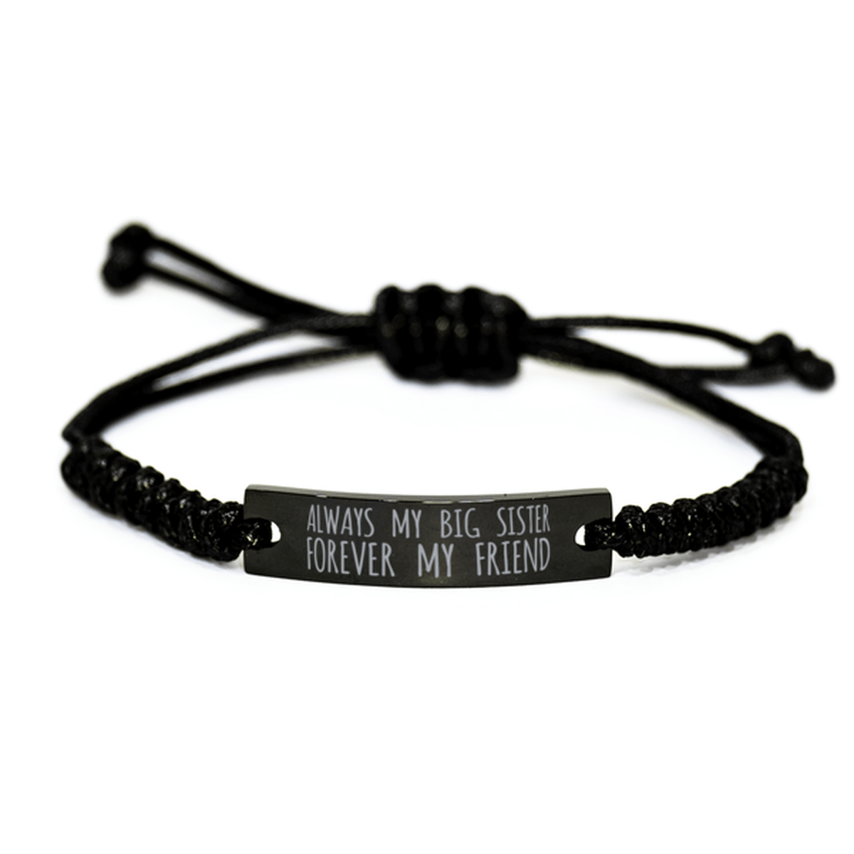 Inspirational Big Sister Black Rope Bracelet, Always My Big Sister Forever My Friend, Best Birthday Gifts For Family