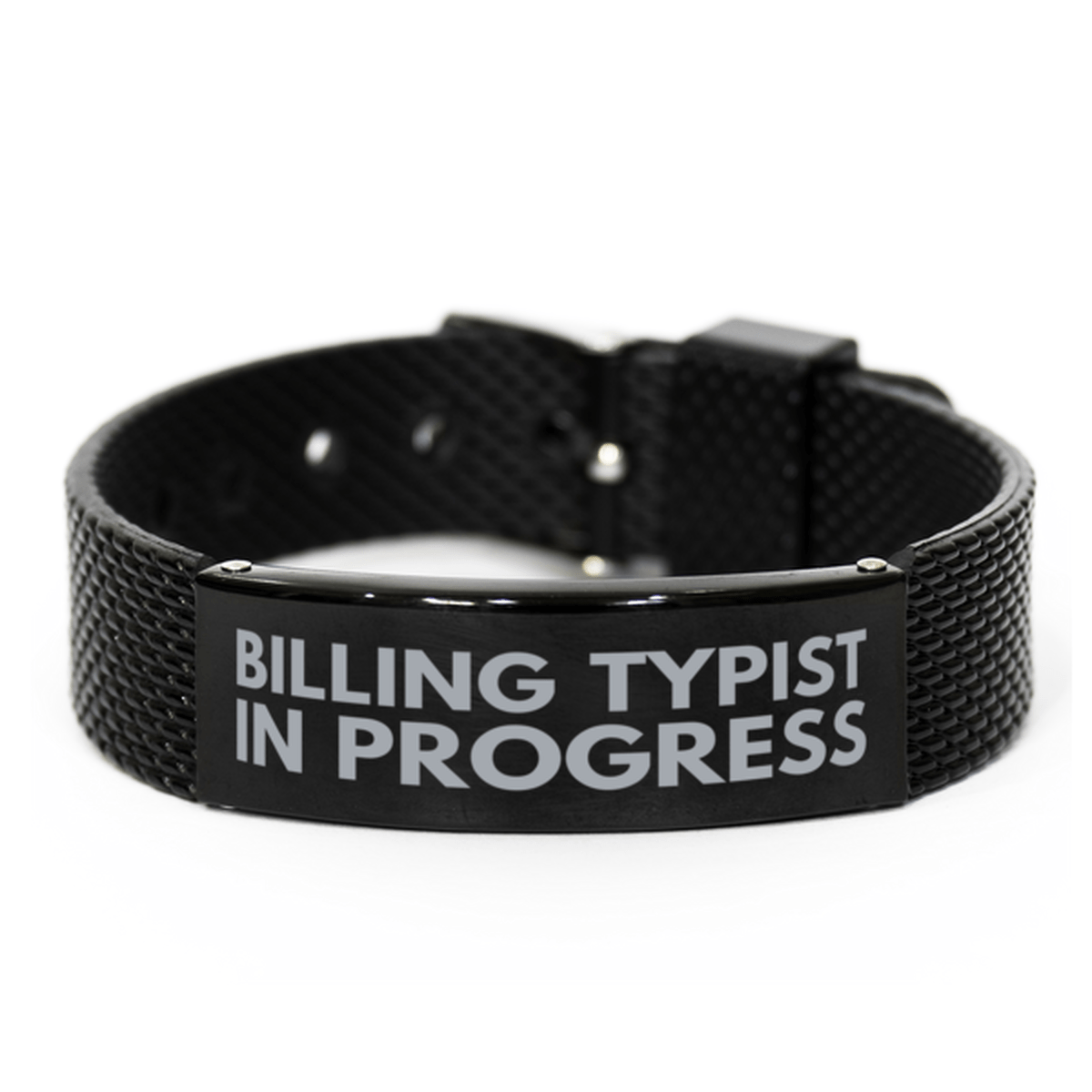 Inspirational Billing Typist Black Shark Mesh Bracelet, Billing Typist In Progress, Best Graduation Gifts for Students
