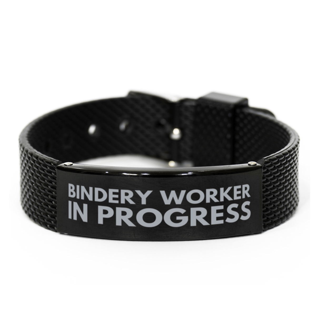 Inspirational Bindery Worker Black Shark Mesh Bracelet, Bindery Worker In Progress, Best Graduation Gifts for Students