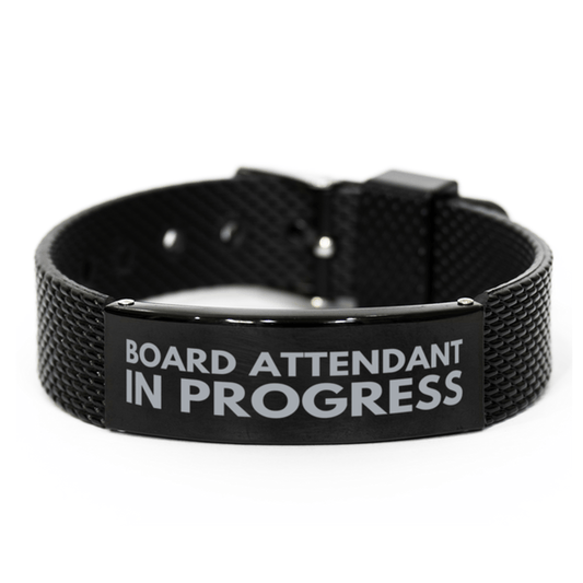 Inspirational Board Attendant Black Shark Mesh Bracelet, Board Attendant In Progress, Best Graduation Gifts for Students