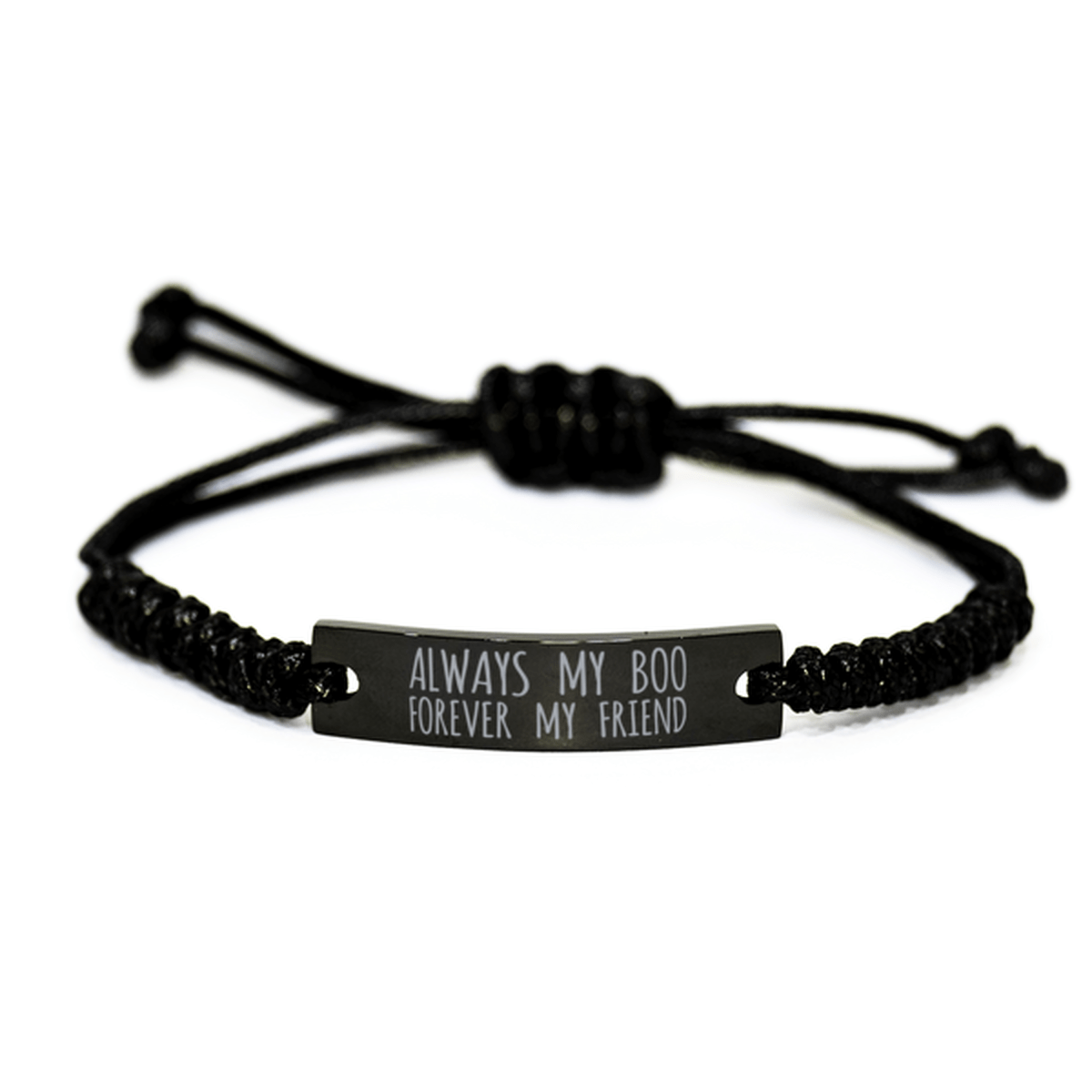 Inspirational Boo Black Rope Bracelet, Always My Boo Forever My Friend, Best Birthday Gifts For Family