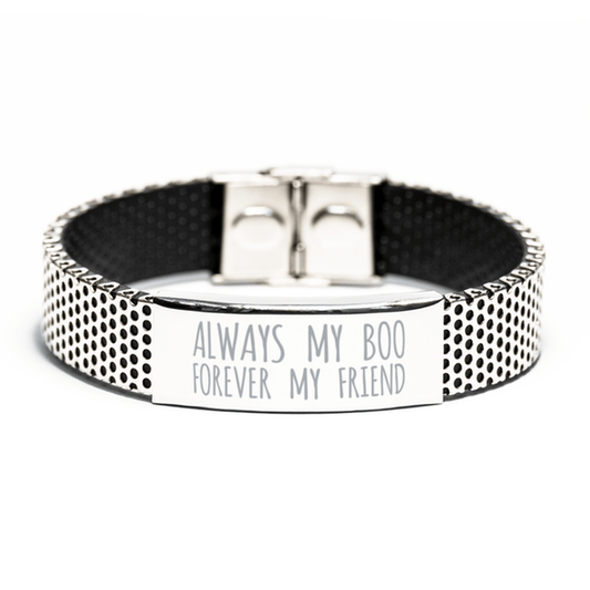 Inspirational Boo Stainless Steel Bracelet, Always My Boo Forever My Friend, Best Birthday Gifts for Boo