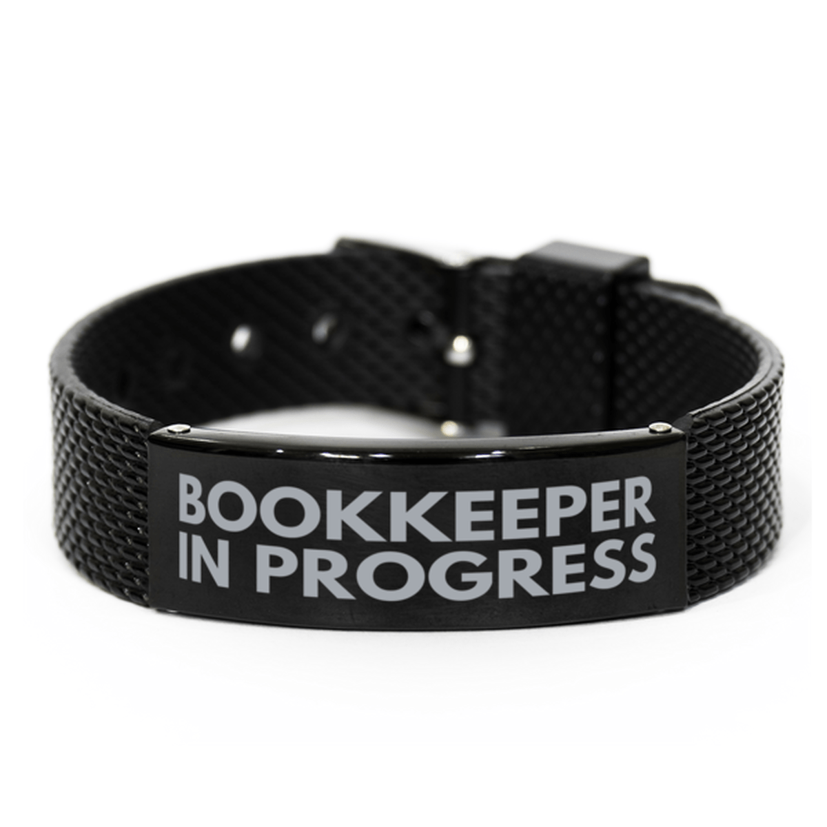 Inspirational Bookkeeper Black Shark Mesh Bracelet, Bookkeeper In Progress, Best Graduation Gifts for Students