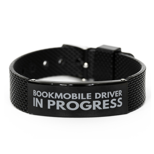 Inspirational Bookmobile Driver Black Shark Mesh Bracelet, Bookmobile Driver In Progress, Best Graduation Gifts for Students