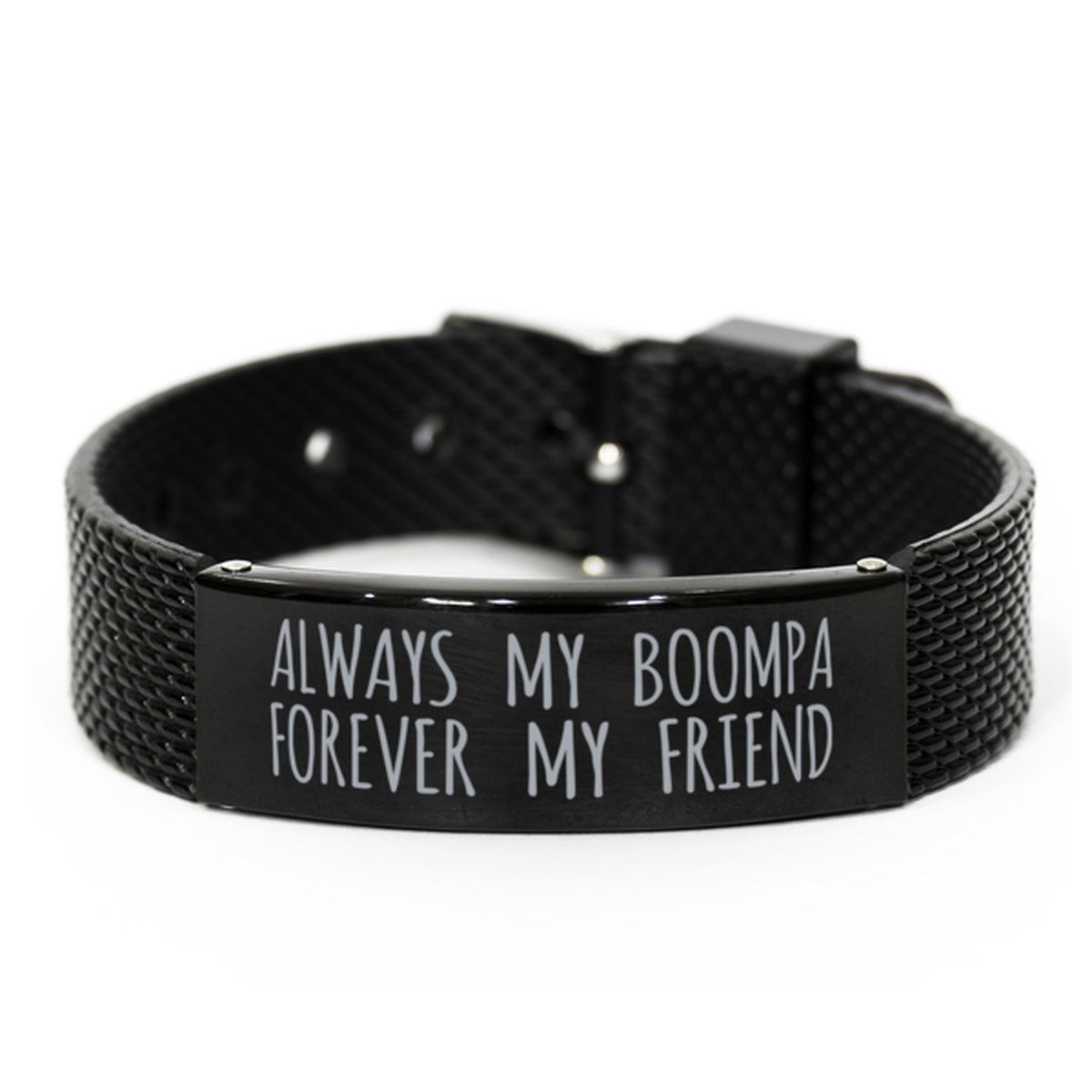 Inspirational Boompa Black Shark Mesh Bracelet, Always My Boompa Forever My Friend, Best Birthday Gifts for Family Friends