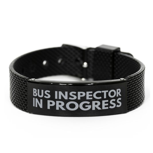 Inspirational Bus Inspector Black Shark Mesh Bracelet, Bus Inspector In Progress, Best Graduation Gifts for Students
