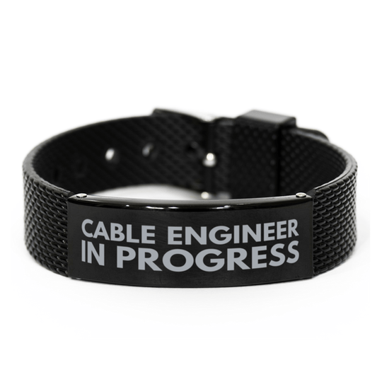 Inspirational Cable Engineer Black Shark Mesh Bracelet, Cable Engineer In Progress, Best Graduation Gifts for Students