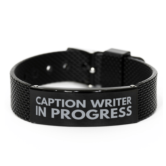 Inspirational Caption Writer Black Shark Mesh Bracelet, Caption Writer In Progress, Best Graduation Gifts for Students