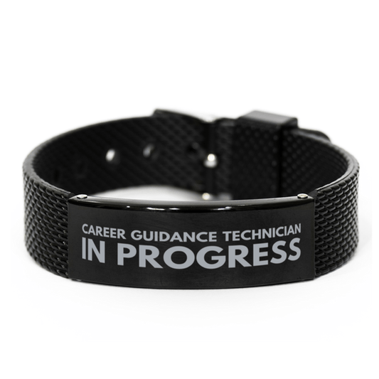 Inspirational Career Guidance Technician Black Shark Mesh Bracelet, Career Guidance Technician In Progress, Best Graduation Gifts for Students