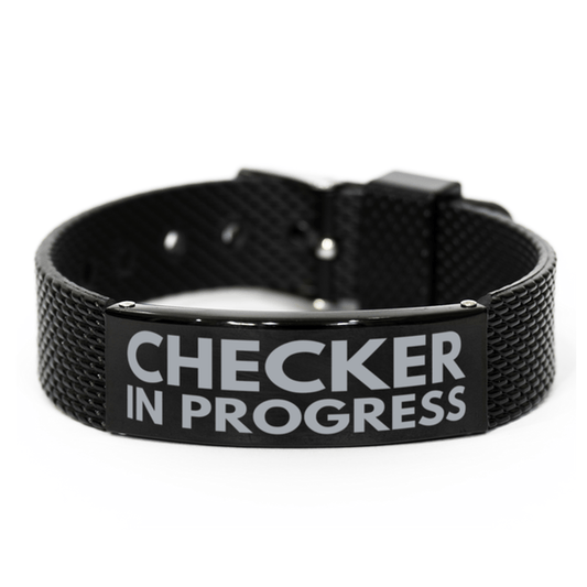 Inspirational Checker Black Shark Mesh Bracelet, Checker In Progress, Best Graduation Gifts for Students