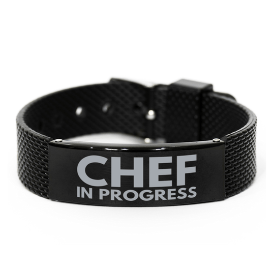 Inspirational Chef Black Shark Mesh Bracelet, Chef In Progress, Best Graduation Gifts for Students