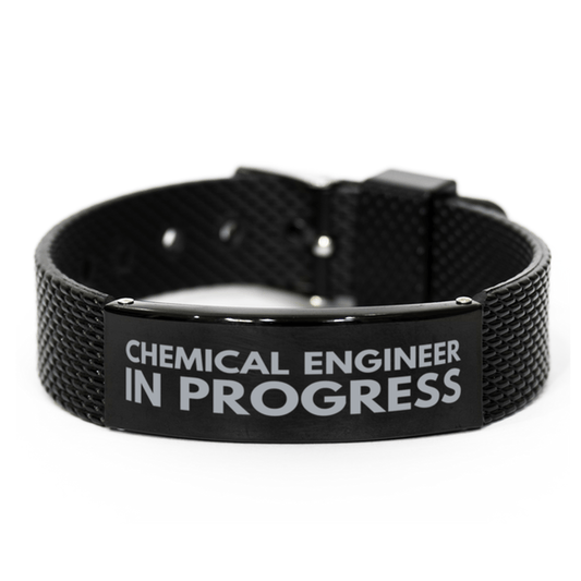 Inspirational Chemical Engineer Black Shark Mesh Bracelet, Chemical Engineer In Progress, Best Graduation Gifts for Students