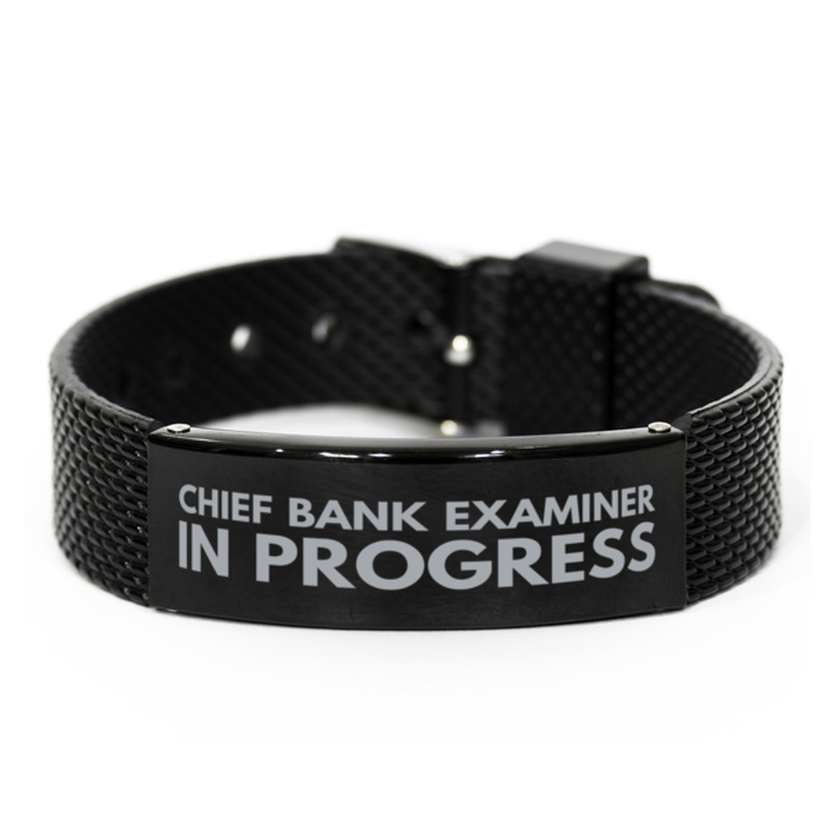 Inspirational Chief Bank Examiner Black Shark Mesh Bracelet, Chief Bank Examiner In Progress, Best Graduation Gifts for Students