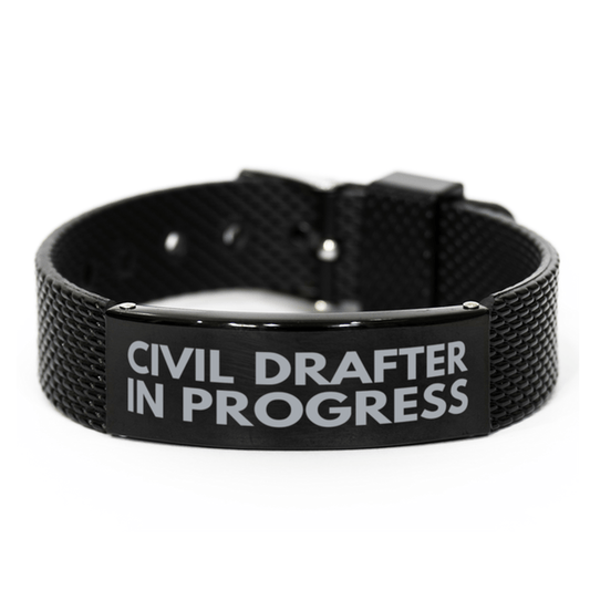 Inspirational Civil Drafter Black Shark Mesh Bracelet, Civil Drafter In Progress, Best Graduation Gifts for Students