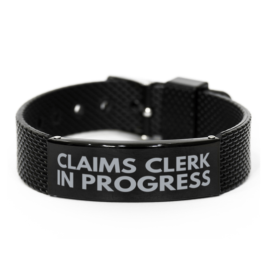 Inspirational Claims Clerk Black Shark Mesh Bracelet, Claims Clerk In Progress, Best Graduation Gifts for Students