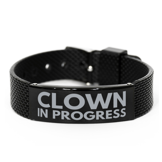 Inspirational Clown Black Shark Mesh Bracelet, Clown In Progress, Best Graduation Gifts for Students