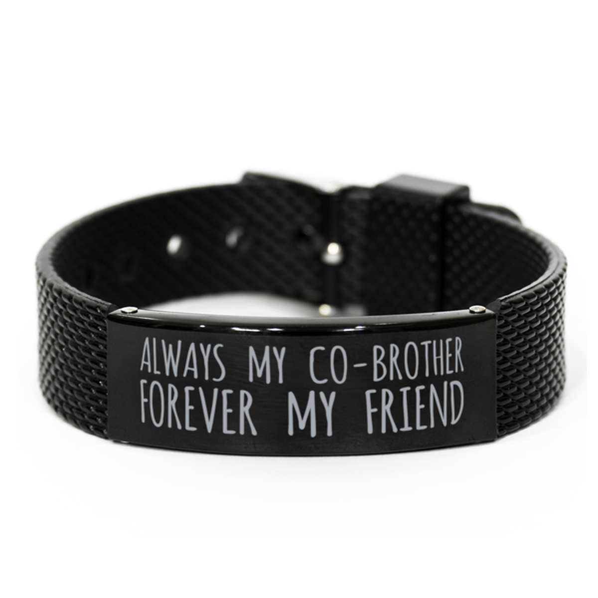 Inspirational Co-Brother Black Shark Mesh Bracelet, Always My Co-Brother Forever My Friend, Best Birthday Gifts for Family Friends