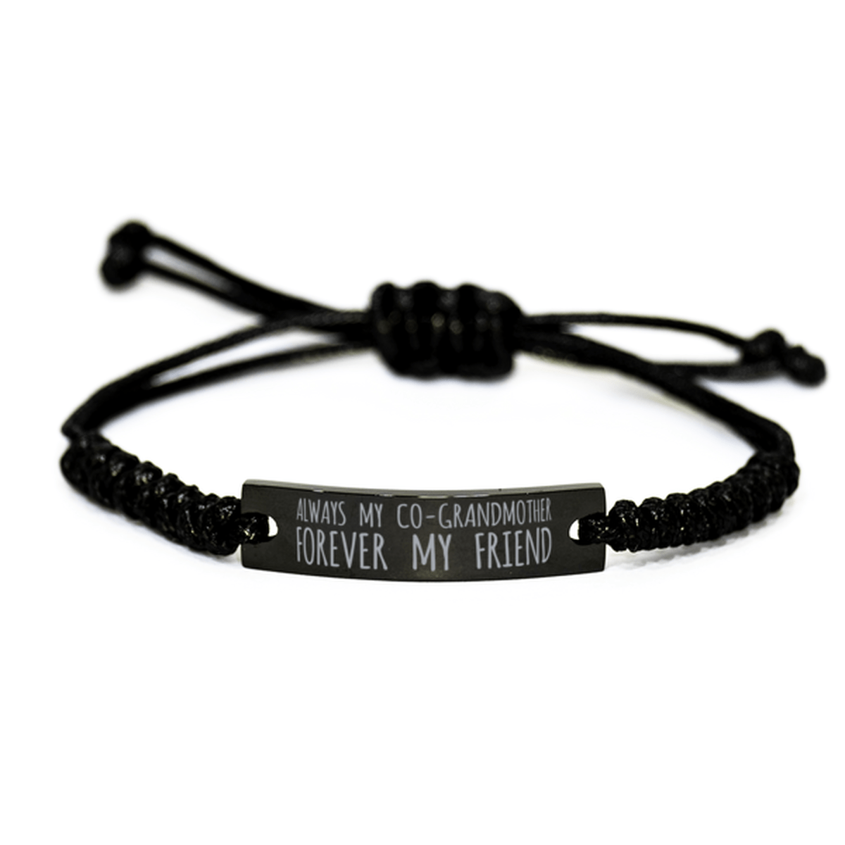 Inspirational Co-Grandmother Black Rope Bracelet, Always My Co-Grandmother Forever My Friend, Best Birthday Gifts For Family