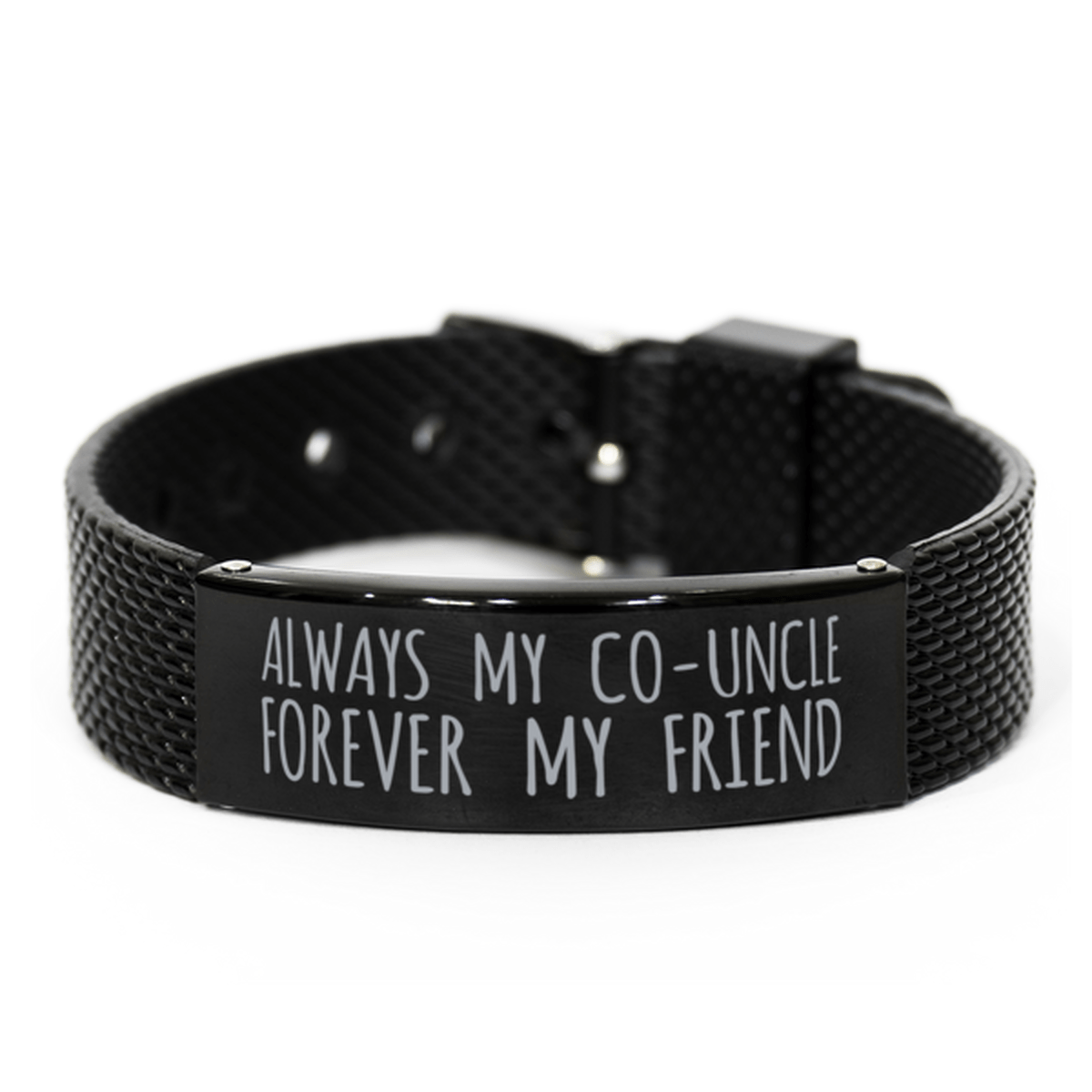 Inspirational Co-Uncle Black Shark Mesh Bracelet, Always My Co-Uncle Forever My Friend, Best Birthday Gifts for Family Friends
