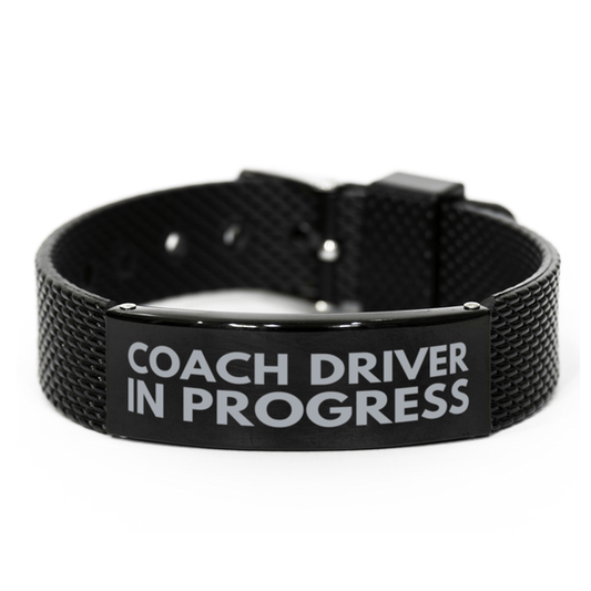 Inspirational Coach Driver Black Shark Mesh Bracelet, Coach Driver In Progress, Best Graduation Gifts for Students