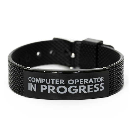 Inspirational Computer Operator Black Shark Mesh Bracelet, Computer Operator In Progress, Best Graduation Gifts for Students