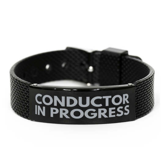 Inspirational Conductor Black Shark Mesh Bracelet, Conductor In Progress, Best Graduation Gifts for Students