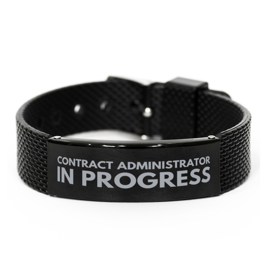 Inspirational Contract Administrator Black Shark Mesh Bracelet, Contract Administrator In Progress, Best Graduation Gifts for Students