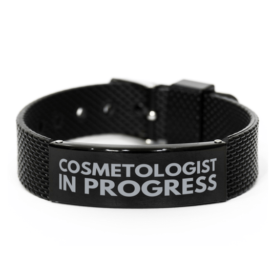 Inspirational Cosmetologist Black Shark Mesh Bracelet, Cosmetologist In Progress, Best Graduation Gifts for Students