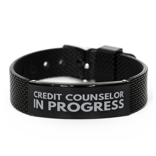 Inspirational Credit Counselor Black Shark Mesh Bracelet, Credit Counselor In Progress, Best Graduation Gifts for Students