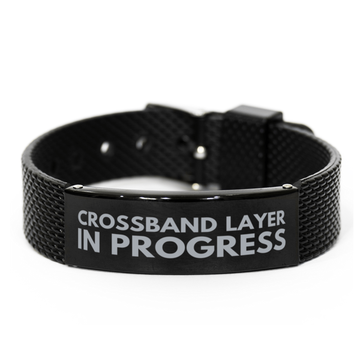 Inspirational Crossband Layer Black Shark Mesh Bracelet, Crossband Layer In Progress, Best Graduation Gifts for Students