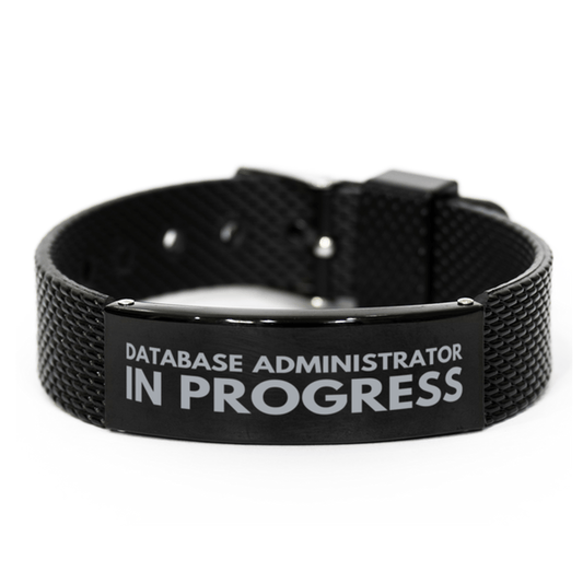 Inspirational Database Administrator Black Shark Mesh Bracelet, Database Administrator In Progress, Best Graduation Gifts for Students