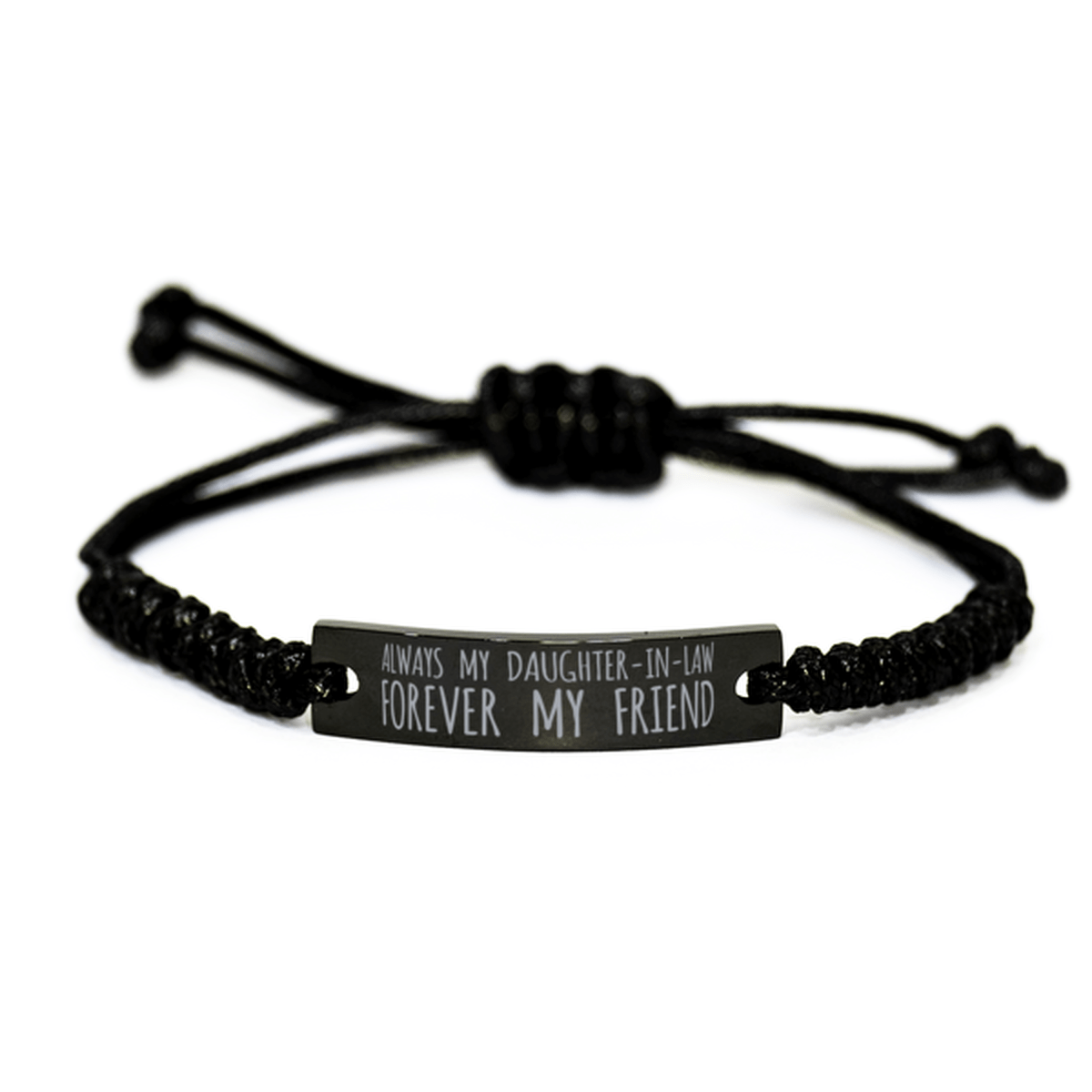 Inspirational Daughter-In-Law Black Rope Bracelet, Always My Daughter-In-Law Forever My Friend, Best Birthday Gifts For Family