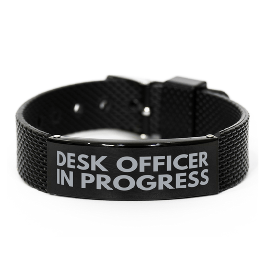 Inspirational Desk Officer Black Shark Mesh Bracelet, Desk Officer In Progress, Best Graduation Gifts for Students
