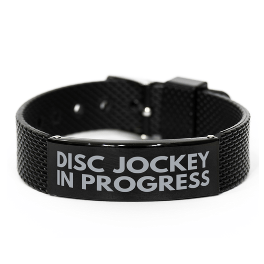 Inspirational Disc Jockey Black Shark Mesh Bracelet, Disc Jockey In Progress, Best Graduation Gifts for Students