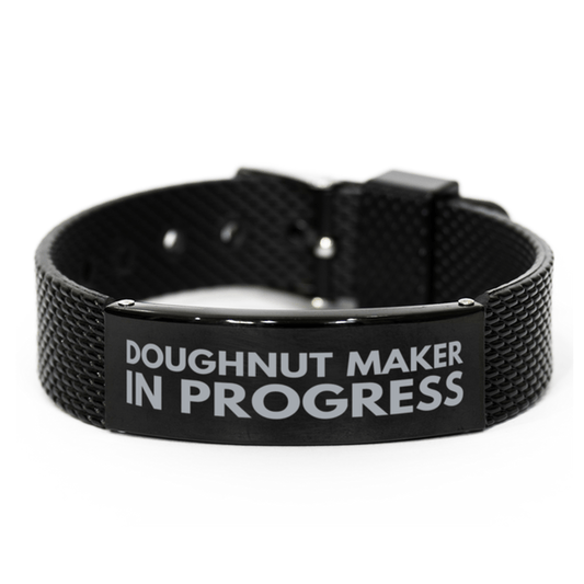 Inspirational Doughnut Maker Black Shark Mesh Bracelet, Doughnut Maker In Progress, Best Graduation Gifts for Students