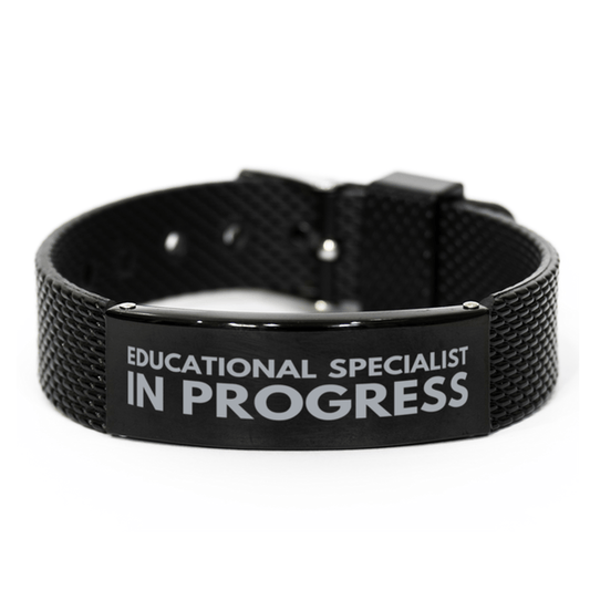 Inspirational Educational Specialist Black Shark Mesh Bracelet, Educational Specialist In Progress, Best Graduation Gifts for Students