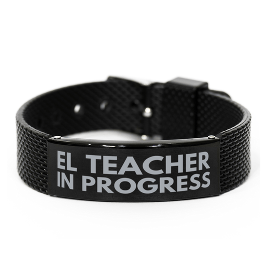 Inspirational El Teacher Black Shark Mesh Bracelet, El Teacher In Progress, Best Graduation Gifts for Students
