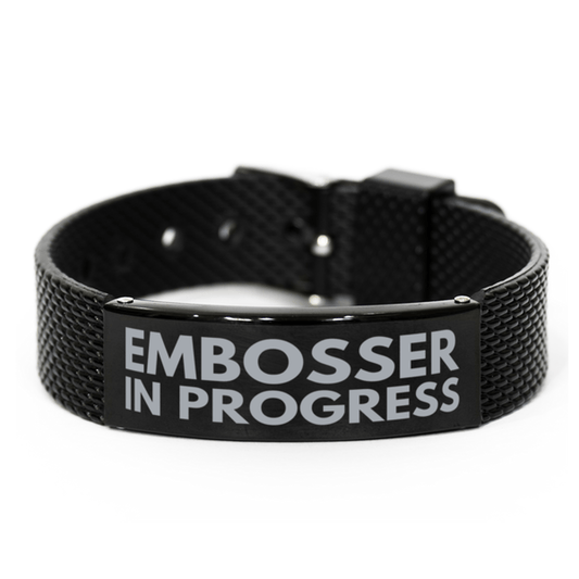 Inspirational Embosser Black Shark Mesh Bracelet, Embosser In Progress, Best Graduation Gifts for Students