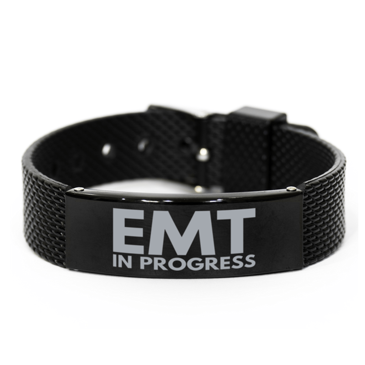 Inspirational Emt Black Shark Mesh Bracelet, Emt In Progress, Best Graduation Gifts for Students