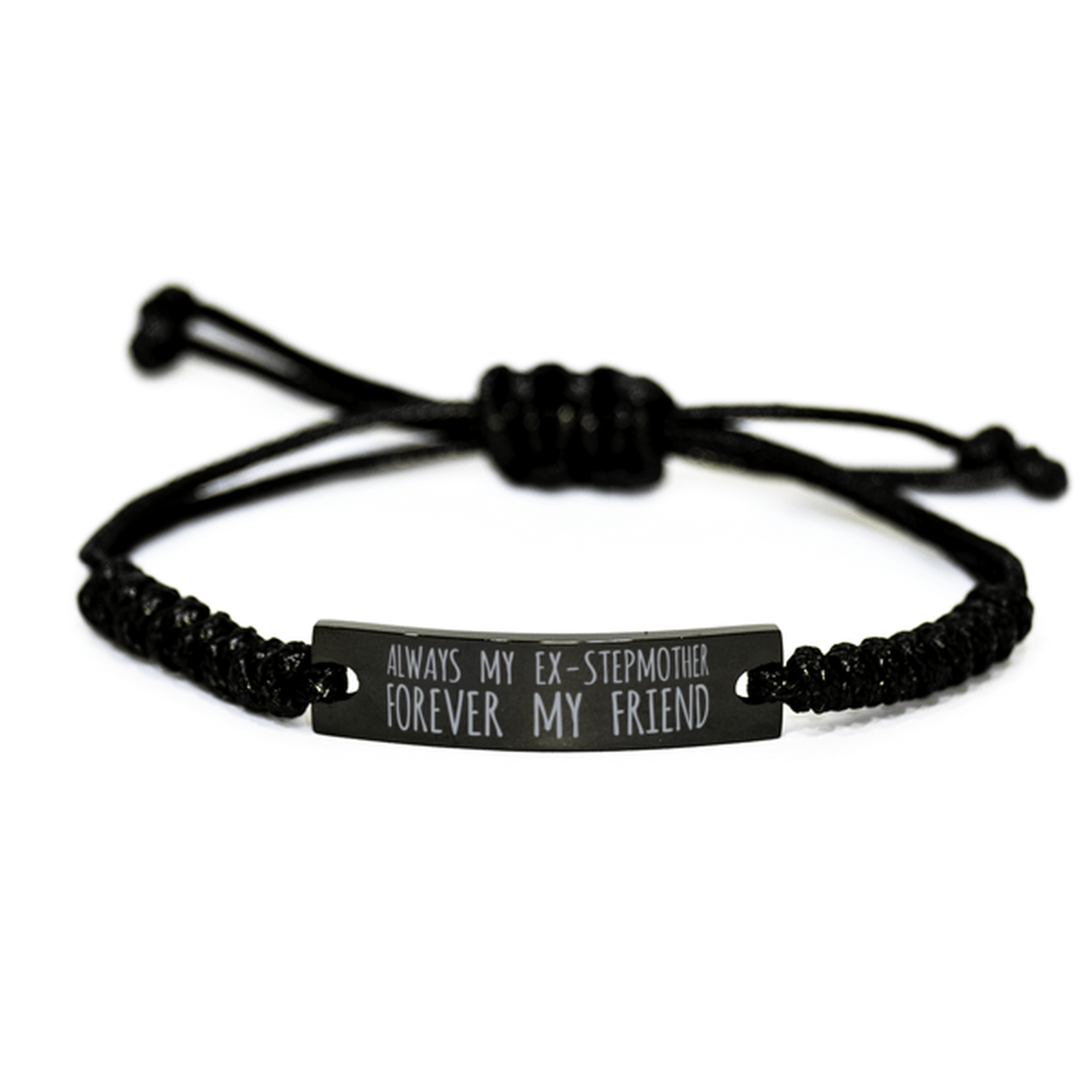 Inspirational Ex-Stepmother Black Rope Bracelet, Always My Ex-Stepmother Forever My Friend, Best Birthday Gifts For Family