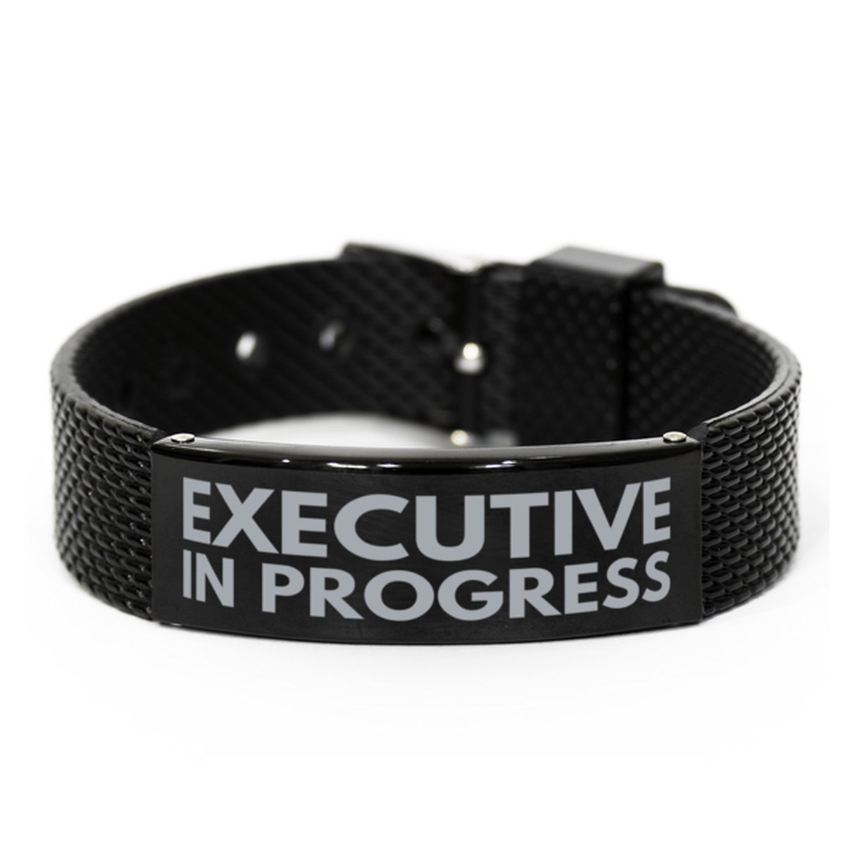 Inspirational Executive Black Shark Mesh Bracelet, Executive In Progress, Best Graduation Gifts for Students