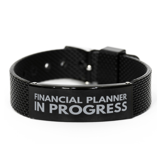 Inspirational Financial Planner Black Shark Mesh Bracelet, Financial Planner In Progress, Best Graduation Gifts for Students